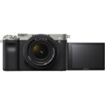 Sony A7C camera with 28-60mm lens in silver, featuring a flip-out screen. Available at Camix UK.