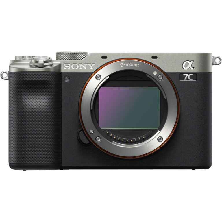 Sony A7C Silver mirrorless camera body, ideal for photography enthusiasts.