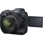 Canon EOS R3 mirrorless camera with lens and flip screen, available at Camix UK.