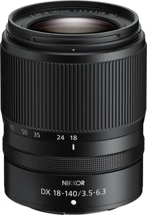Nikon Z 18-140mm f/3.5-6.3 DX VR lens for mirrorless cameras, versatile zoom for photography.
