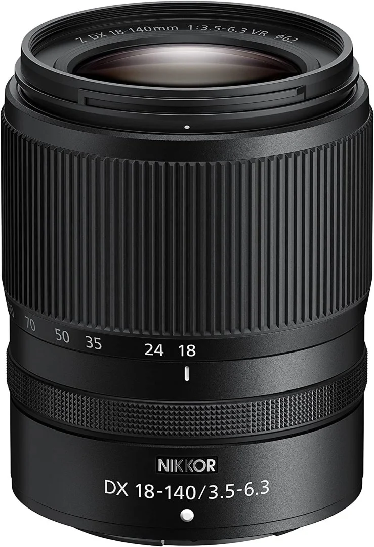 Nikon Z 18-140mm f/3.5-6.3 DX VR lens for mirrorless cameras, versatile zoom for photography.