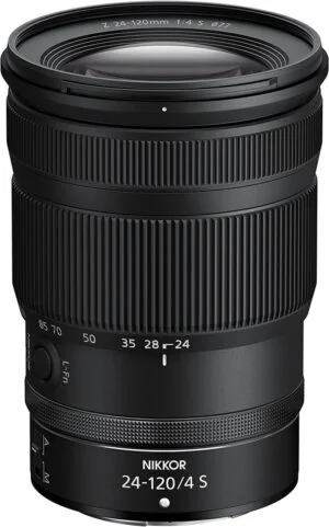 Nikon Z 24-120mm f/4 S lens for mirrorless cameras, ideal for versatile photography.