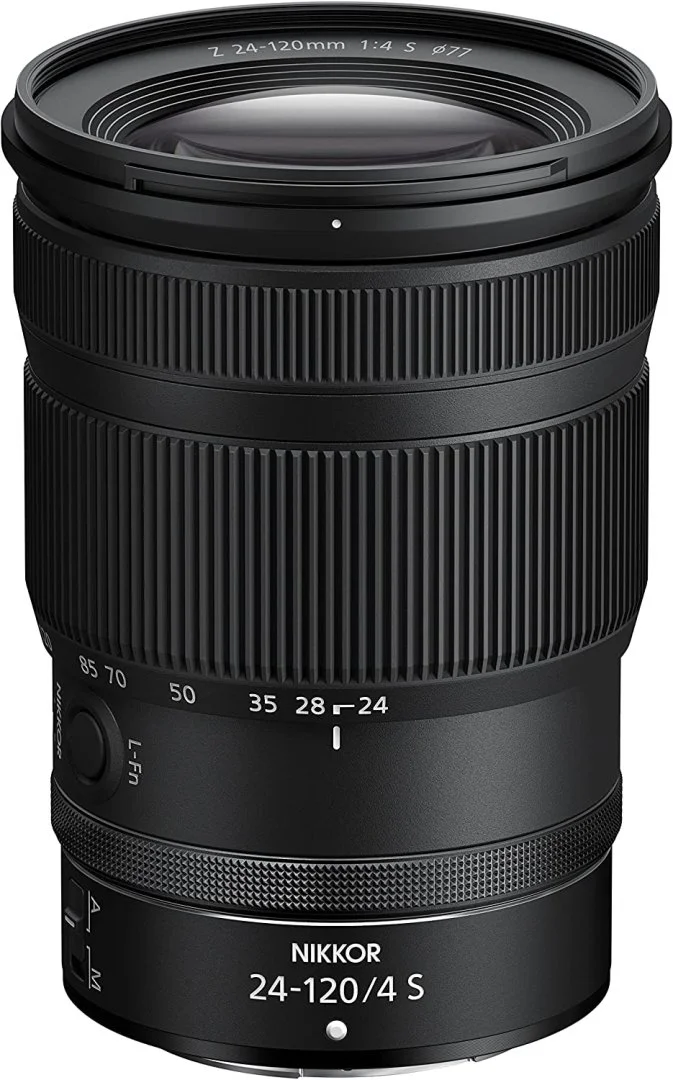 Nikon Z 24-120mm f/4 S lens for mirrorless cameras, ideal for versatile photography.