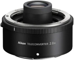 Nikon Z 2x Teleconverter for mirrorless cameras, enhances zoom capabilities.