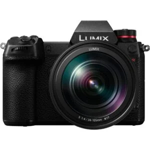 Panasonic Lumix DC-S1RM mirrorless camera with 24-105mm lens, available at Camix UK.