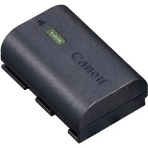 Canon LP-E6NH battery for EOS R5 and EOS R6 cameras.