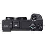 Top view of Sony A6400 camera body, showcasing controls and dials.