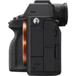 Side view of Sony A7 IV digital camera body, ideal for professional photography.