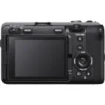Back view of Sony FX3 cinema camera with screen and controls, ideal for professional videography.