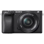 Sony a6400 mirrorless camera with 16-50mm lens, ideal for photography enthusiasts.