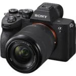 Sony A7 IV mirrorless camera with 28-70mm lens, available at Camix UK.