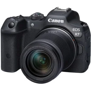 Canon EOS R7 with 18-150mm lens, mirrorless camera available at Camix UK.