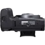 Canon R10 camera body, top view, available at Camix UK.