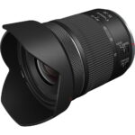 Canon RF 15-30mm F4.5-6.3 IS STM lens with hood, ideal for wide-angle photography.