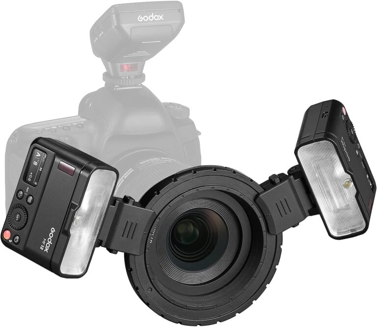 Godox MF12 K2 macro flash kit on camera, ideal for close-up photography.