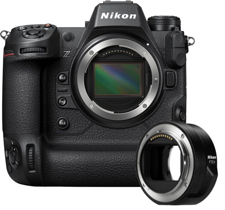 Nikon Z9 camera with Nikon FTZ II adapter, ideal for professional photography.