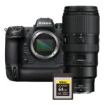 Nikon Z9 camera with Z 100-400mm lens and XQD card, available at Camix UK.