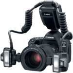 Canon Macro Twin Lite MT-26EX-RT on DSLR camera, ideal for macro photography.