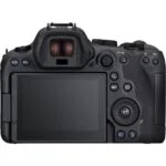 Back view of Canon R6 Mark II camera body with controls and LCD screen.