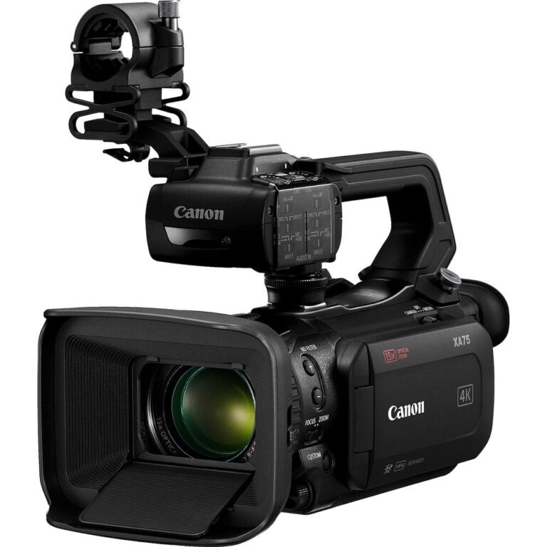 Canon XA75 professional camcorder with 4K capability, ideal for videography and filmmaking.