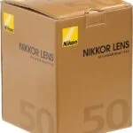 Nikon NIKKOR 50mm f/1.8G lens box, available at Camix camera shop UK.