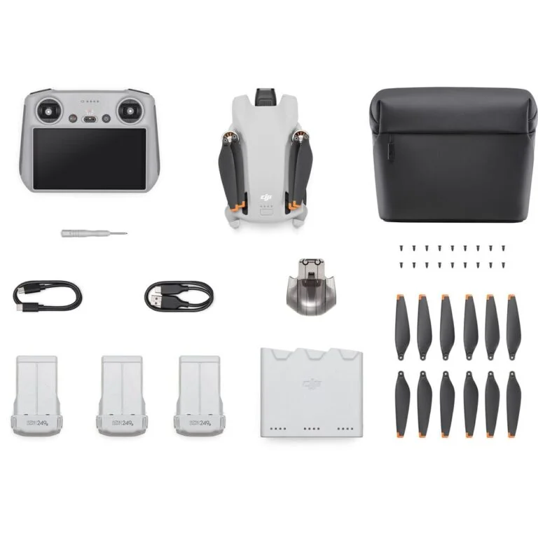 DJI Mini 3 drone with RC remote and Fly More Combo accessories from Camix.