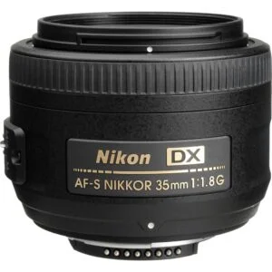 Nikon 35mm f/1.8 G AF-S DX Lens for DSLR cameras, ideal for photography enthusiasts.