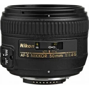 Nikon 50mm f/1.4G AF-S Lens for DSLR cameras, ideal for portraits and low-light photography.