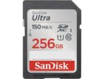 SanDisk 256GB Ultra SDXC card with 150 MB/s speed for cameras and photography gear.