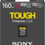 Sony 160GB TOUGH CFexpress Type A Flash Memory Card packaging.