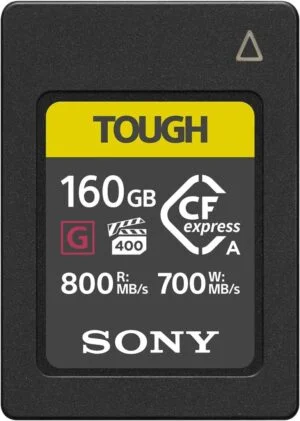 Sony 160GB TOUGH CFexpress Type A Memory Card for high-speed photography and video.