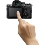 Sony A7R V camera body with touchscreen, ideal for professional photography.