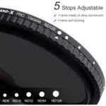 K&F Concept ND128 variable neutral density filter with 5 stops adjustment.