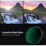 Comparison of landscape photo with and without K&F Concept ND filter, showing enhanced colors and reduced glare.