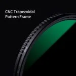 Close-up of a CNC trapezoidal pattern frame camera lens filter.