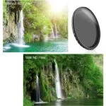 Comparison of waterfall scene with and without ND filter effect.