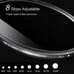 K&F Concept variable ND2-400 filter with 8 stops adjustment for cameras.