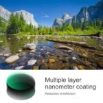Scenic landscape with river and mountains, showcasing camera lens coating benefits.