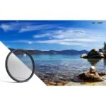 K&F Concept lens filter with a scenic lake view, available at Camix camera shop UK.