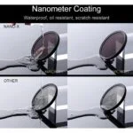 Comparison of K&F Concept camera lens filters with nanometer coating.