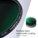 K&F Concept Nano-X Pro variable ND filter with multiple layer nanometer coating.