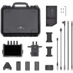 DJI transmission combo with accessories including cables, batteries, and case.