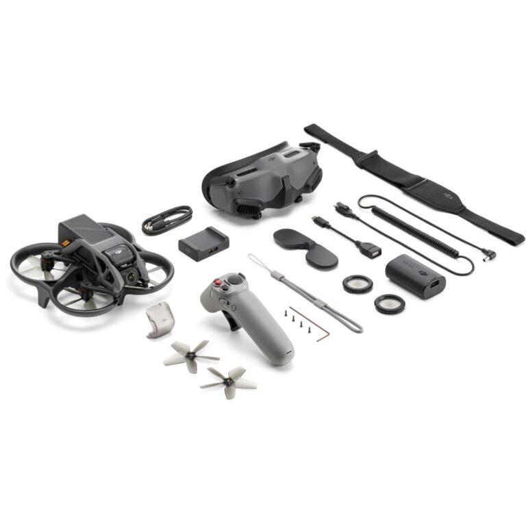 DJI drone kit with controller, goggles, and accessories from Camix camera shop UK.