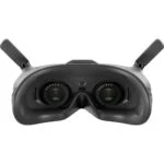 Front view of a high-tech drone headset with dual lenses and antennas.
