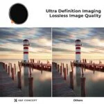 Comparison of image quality with K&F Concept lens filter at a lighthouse scene.