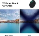 K&F Concept camera lens filter comparison showing effect on landscape photo.