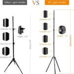 Comparison of light holders, highlighting KF Light Holder's height and diameter advantages.