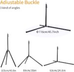 Adjustable camera tripod with three angle options for photography equipment.