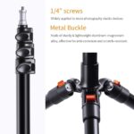 K&F Concept camera tripod with metal buckle and 1/4 inch screws.