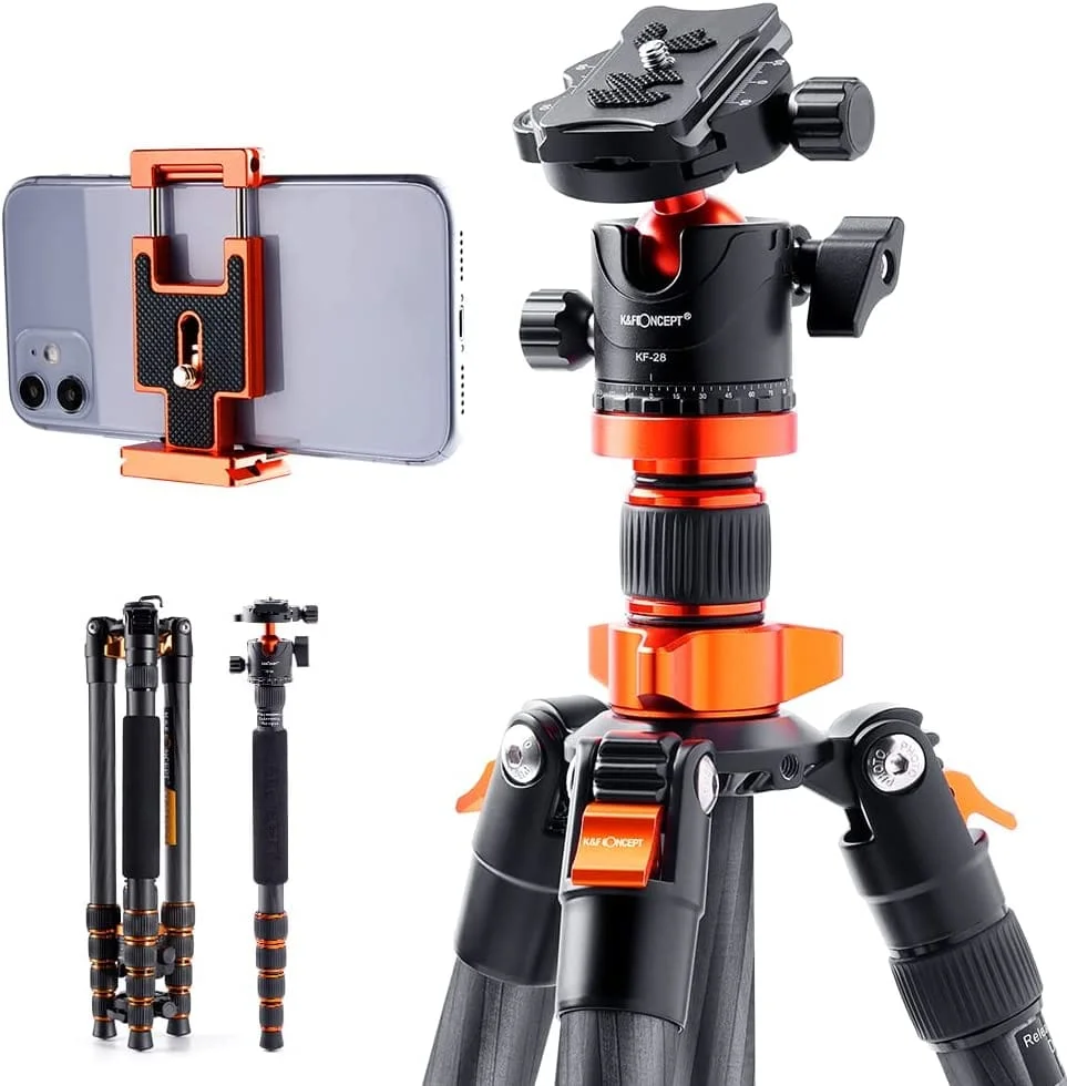 61SEf2PK+xL._AC_SL1000_ K&F Concept camera tripod with smartphone holder, ideal for photography and video in the UK.